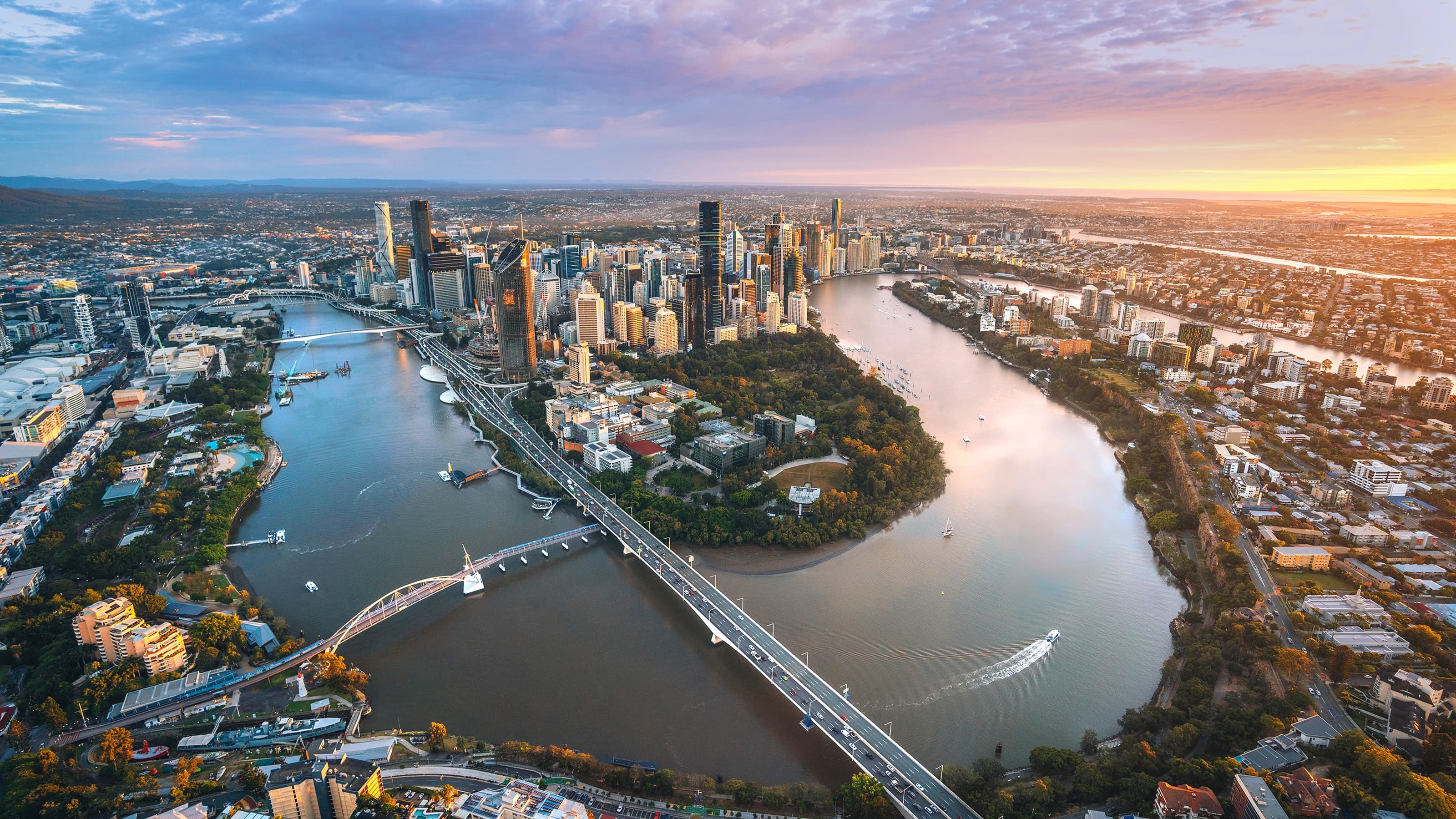Brisbane city at sunset