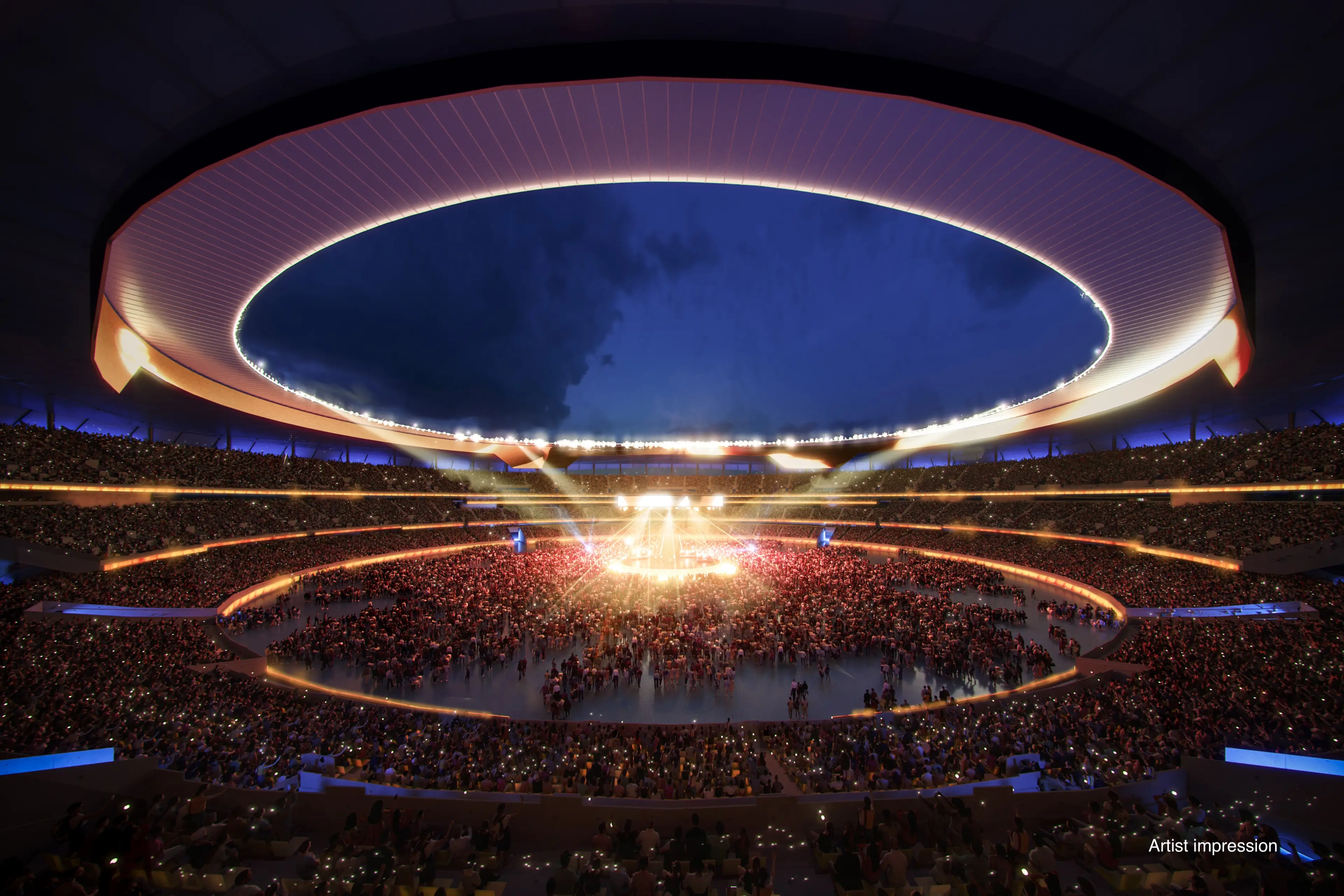 Artist's impression render of inside the Brisbane Stadium during a major ceremony
