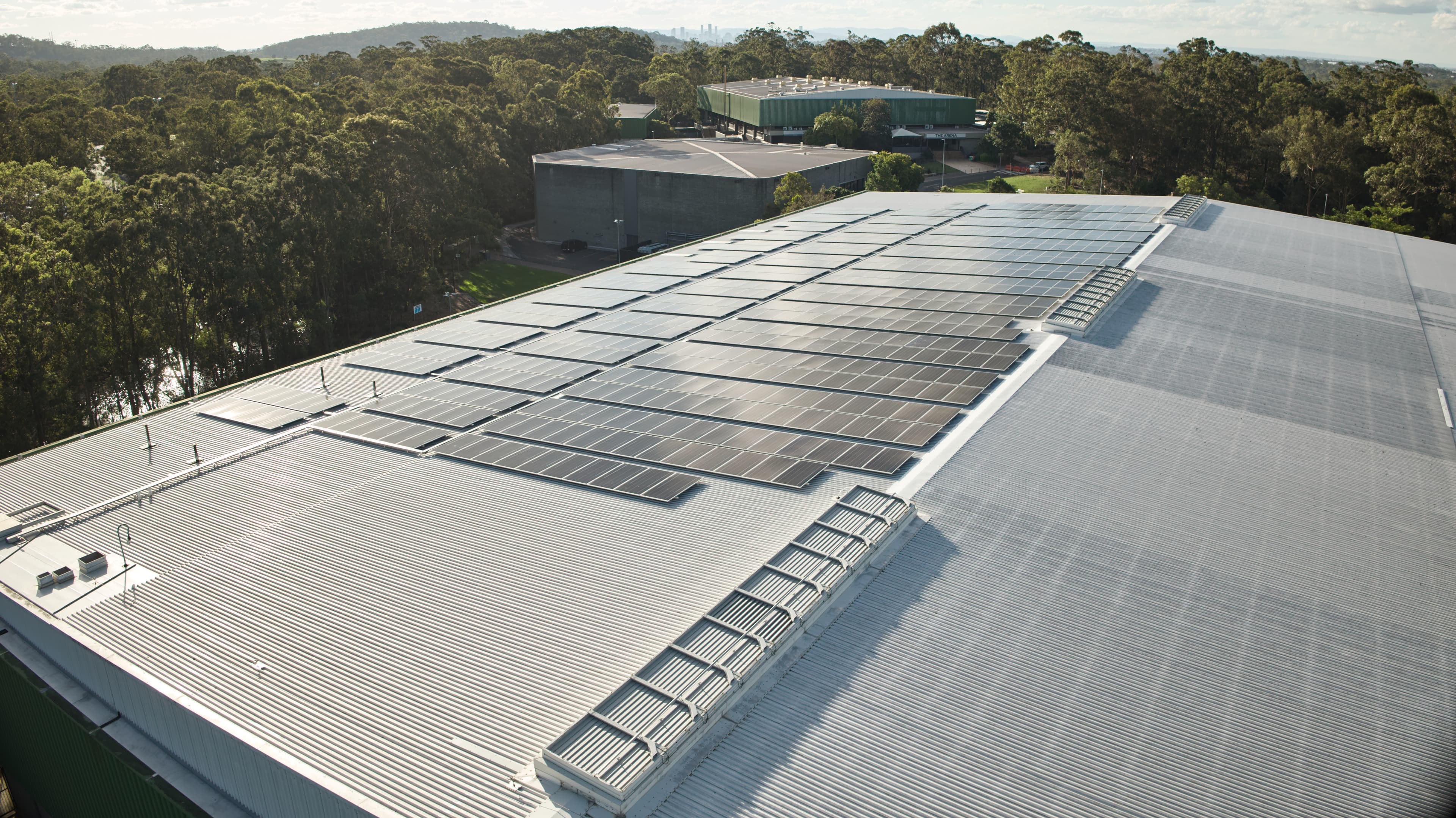 Solar panels on roof at Sleeman Sports Complex
