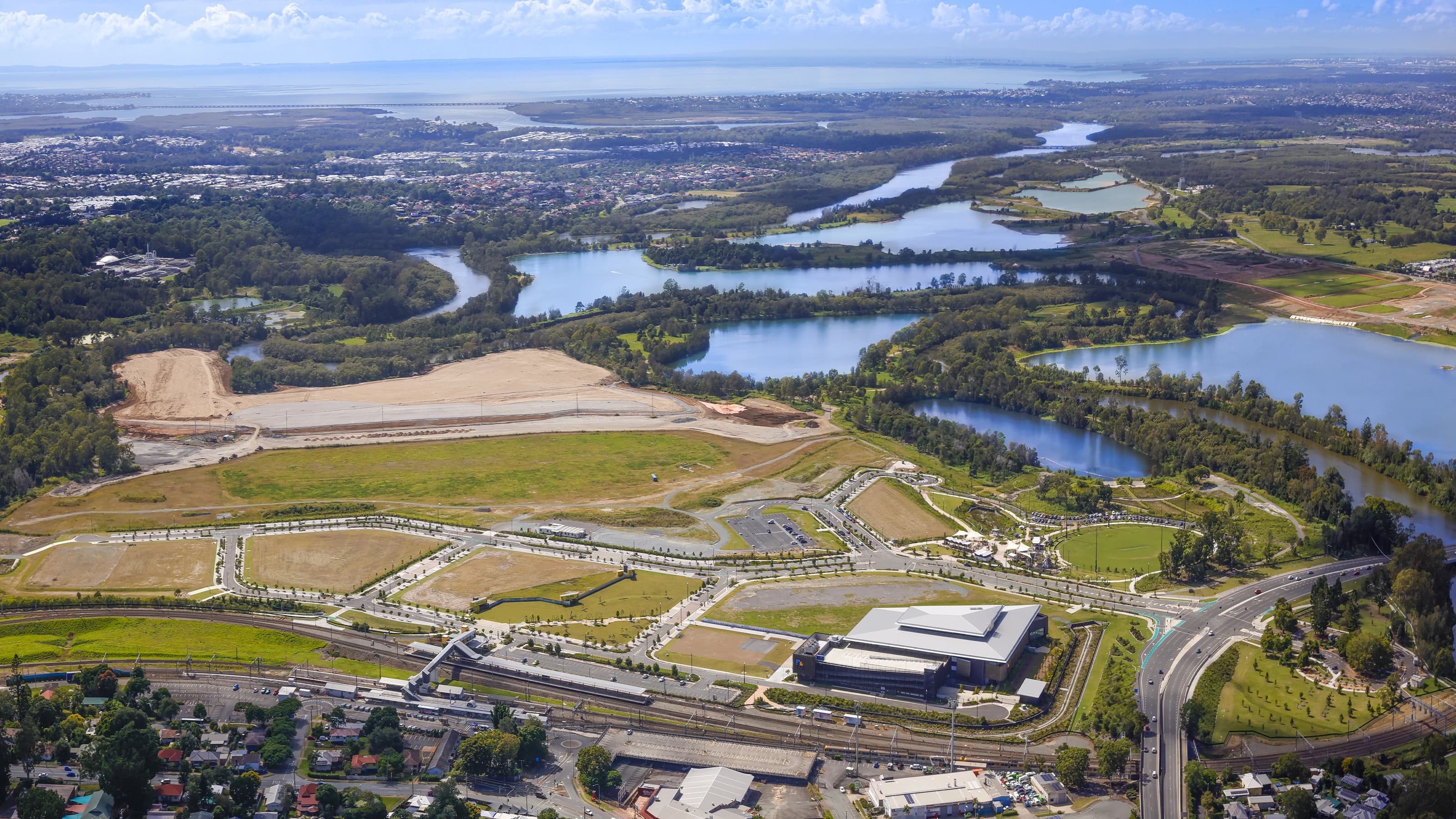 Aerial shot of the Mill Precinct Moreton Bay