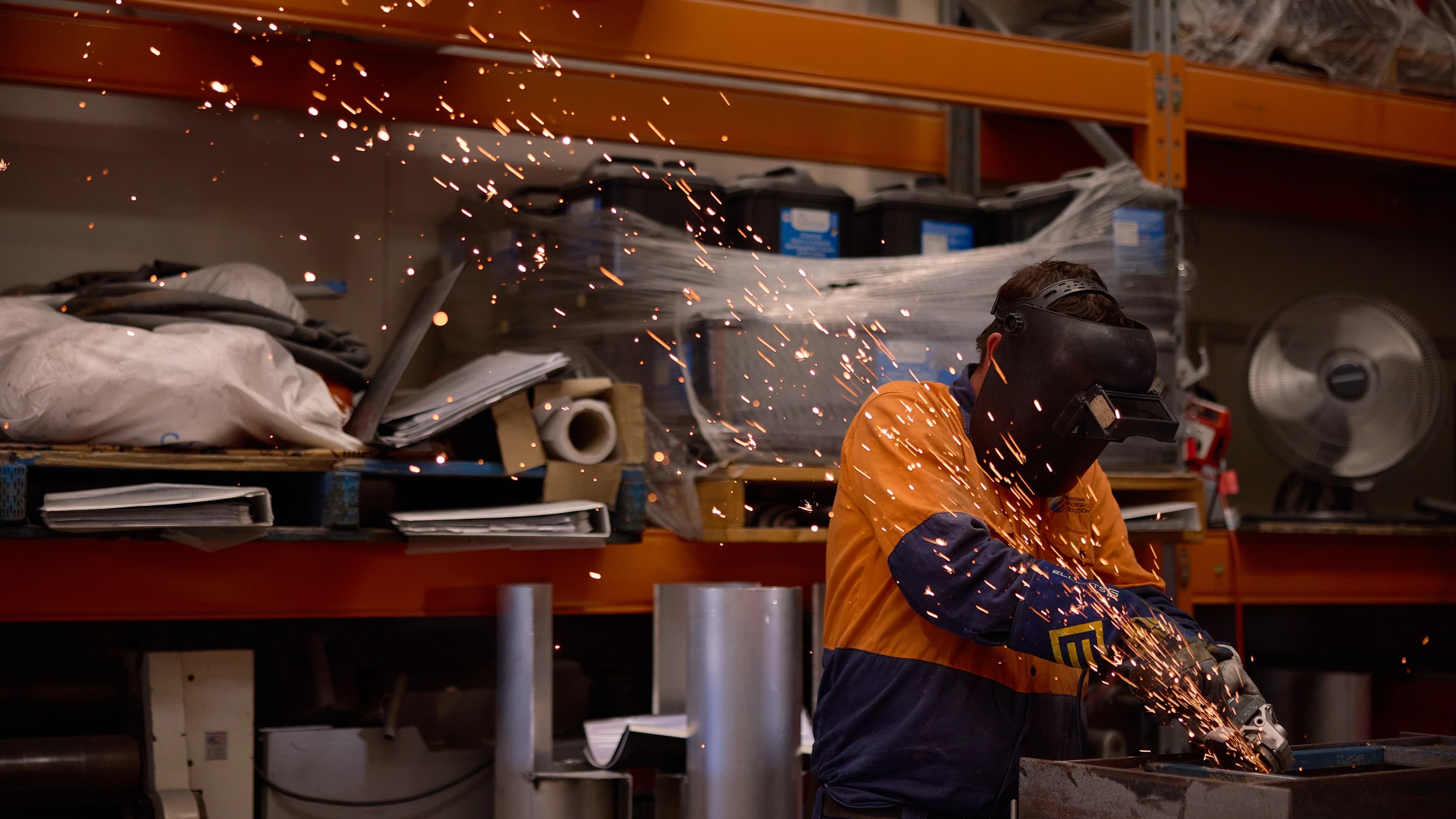 Welder working on construction