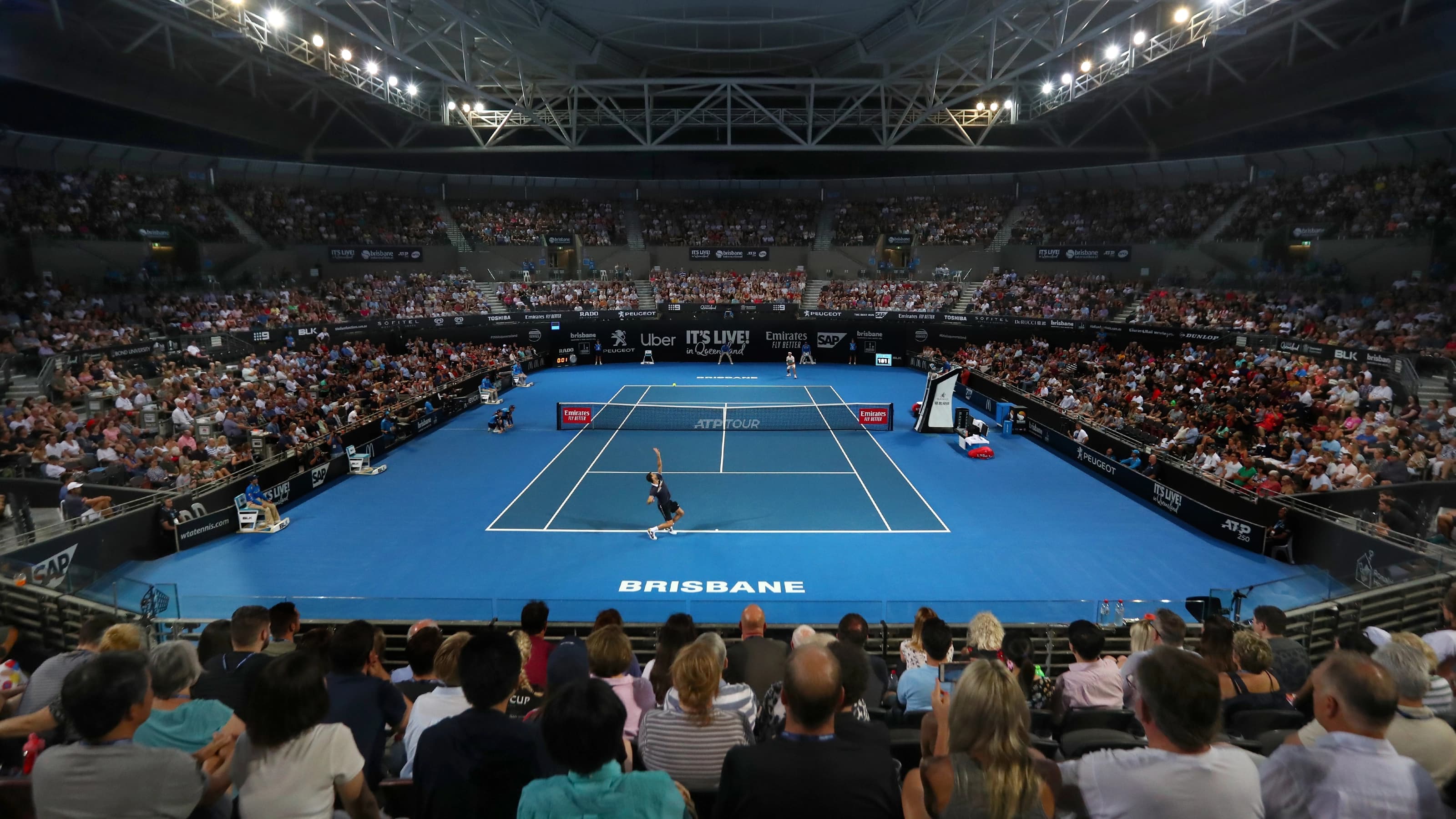 Audience watching a tennis match at Pat Rafter Arena